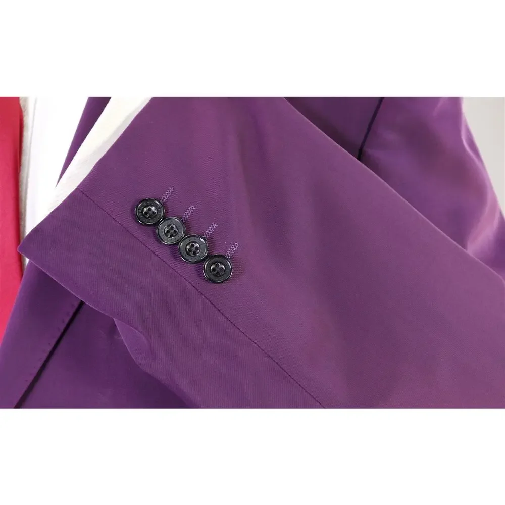 Ozwald Boateng Bespoke Couture Solid Purple 2-Btn Techno Suit 36R